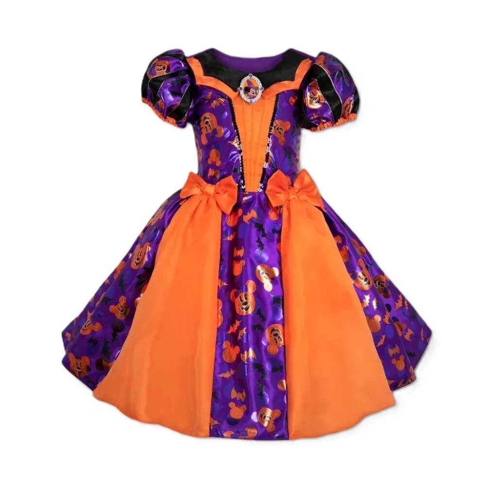 Disney Minnie Mouse Purple & Orange Witch Halloween Dress -- Size 9/10 Large